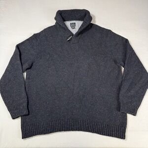 Jos A. Bank Shawl Collar Sweater Men's 2XL Black Wool Executive Collection Fleck